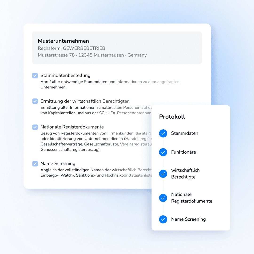 Protokoll der abgerufenen Stammdaten und wirtschaftlich Berechtigten