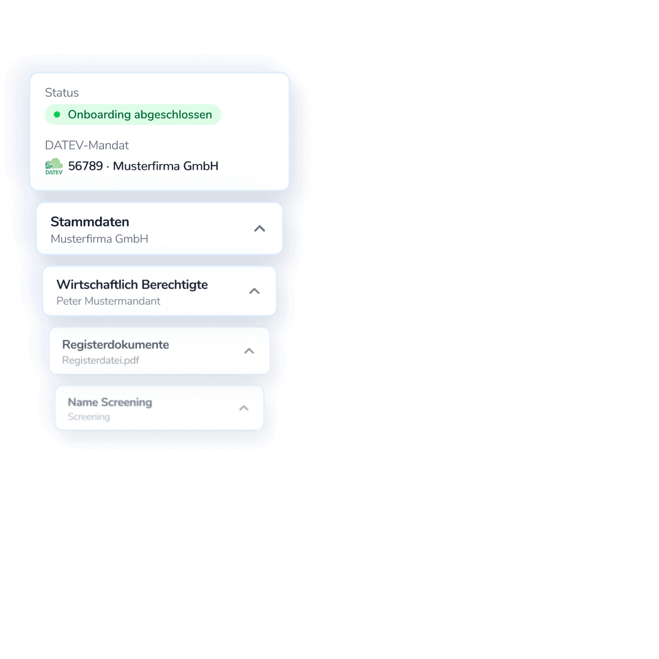 Kanzleidrive-Karte mit abgeschlossenem Onboarding-Status